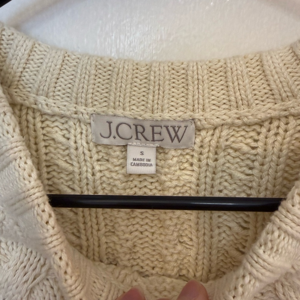 J. Crew Cream Cable-Knit Crewneck Sweater - Picture 2 of 3